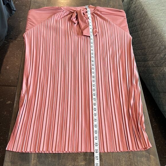 Zara Long Sleeve Dusty Pink Pleated Dress Sz-Medium - Picture 9 of 13